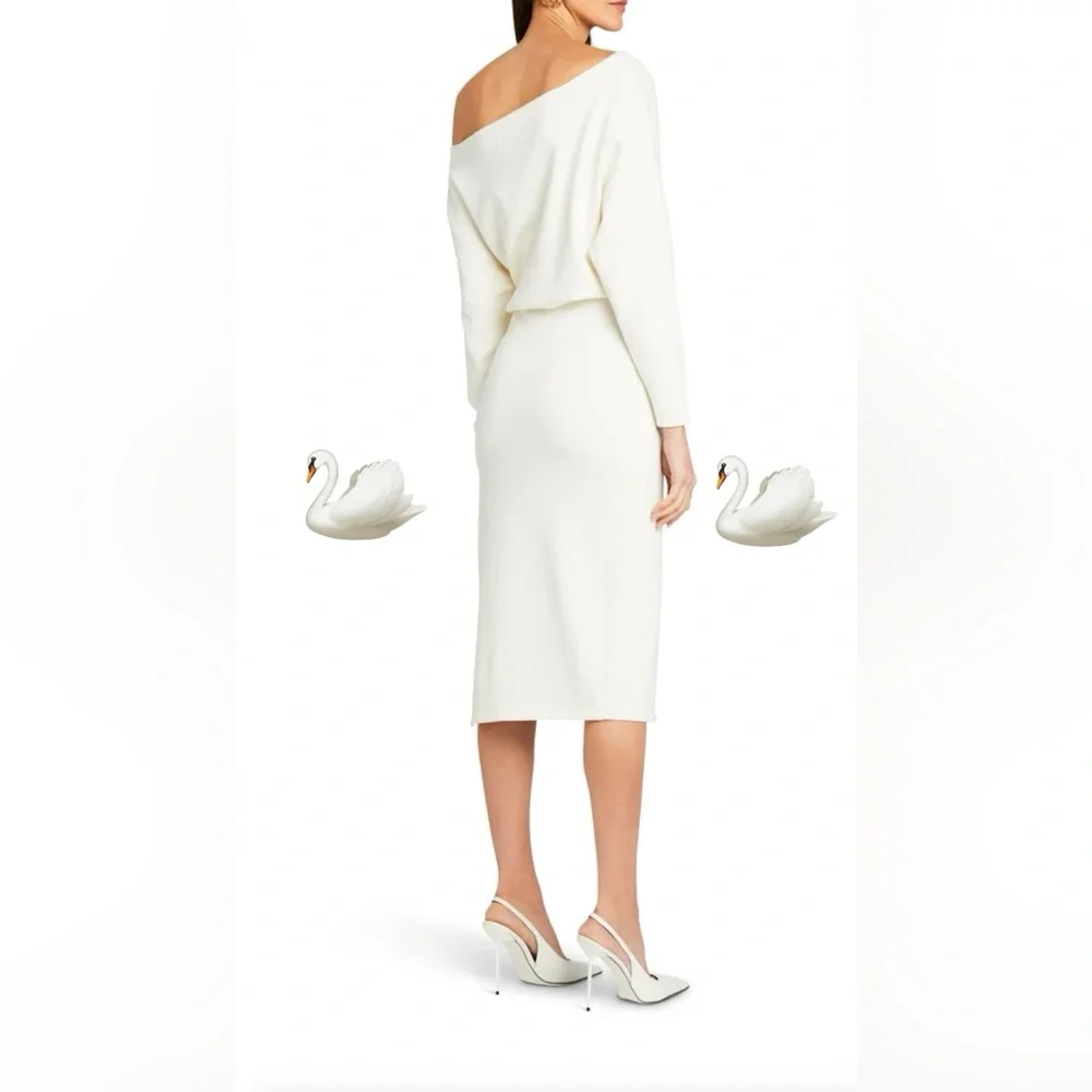 SER.O.YA Francie Cream midi Dress Long Sleeve Knit Size Small